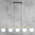 Lampa wisząca Allora 5 nad stół - eleganckie opalowe klosze