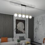 Lampa wisząca Allora 5 nad stolik - 5 białych kul na listwie