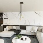 Lampa wisząca Elit 3 Premium nad stolik kawowy w salonie- trzy małe stożki