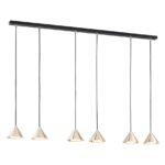 Lampa wisząca Elit 6 nad wyspę - stozkowe złote klosze