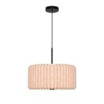 Lampa wisząca boho Vivienne 40 - beżowy plisowany abażur