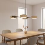 Lampa wisząca nad stół do salonu Drumz 4 - abażury z tkaniny