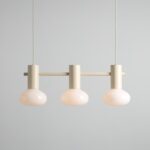 Lampa wisząca nad wyspę Flo 3 Cream - owalne szklane klosze