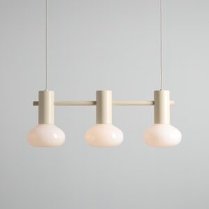 Lampa wisząca nad wyspę Flo 3 Cream - owalne szklane klosze