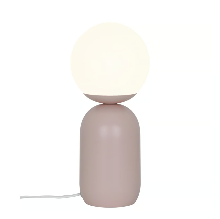 Lampka nocna Notti zgaszony róż - opalowe szkło dmuchane