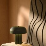 Lampka stołowa Sandro ciemnozielona na stolik nocny - grzybek