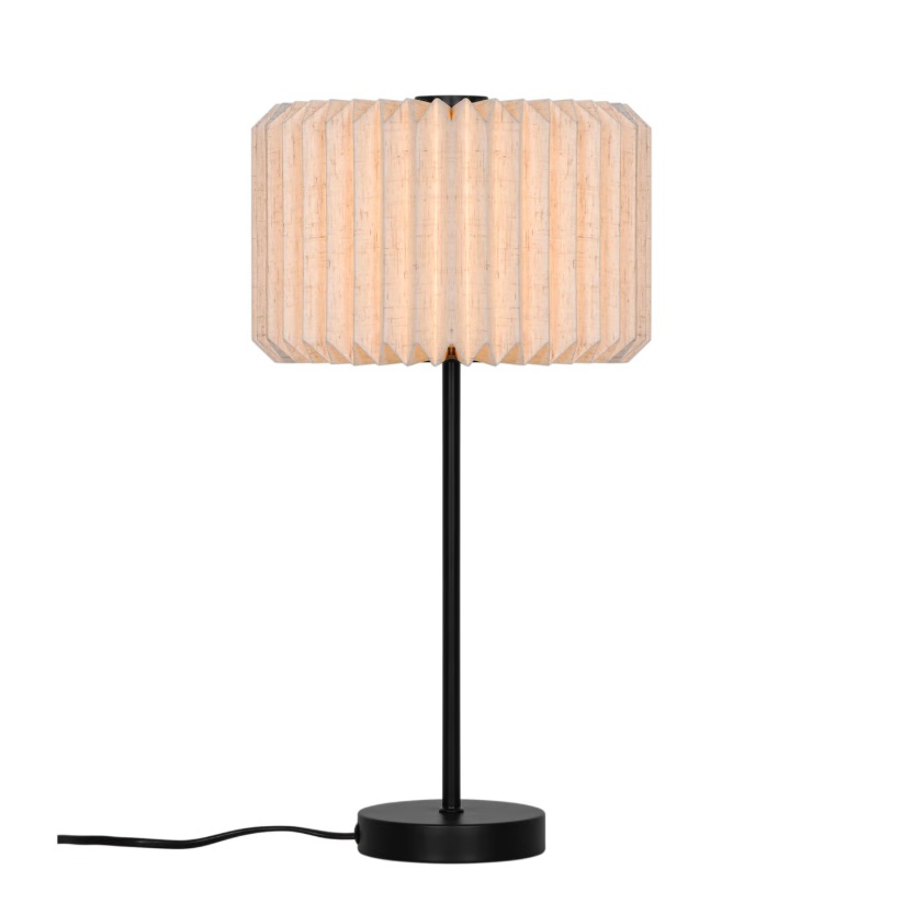 Lampka stołowa boho z plisowanym abażurem Vivienne - beżowa