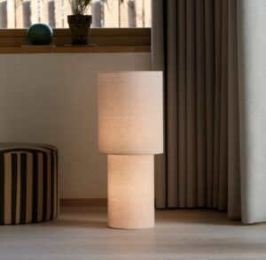 Lniana lampa stojąca do sypialni Izara 60 - beżowa