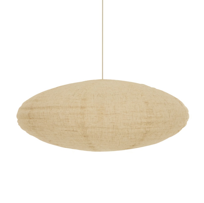 Lniana lampa wisząca Villo - duży klosz beżowy