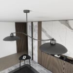 Metalowa industrialna lampa Foster 2 do salonu - dwa metalowe czarne klosze