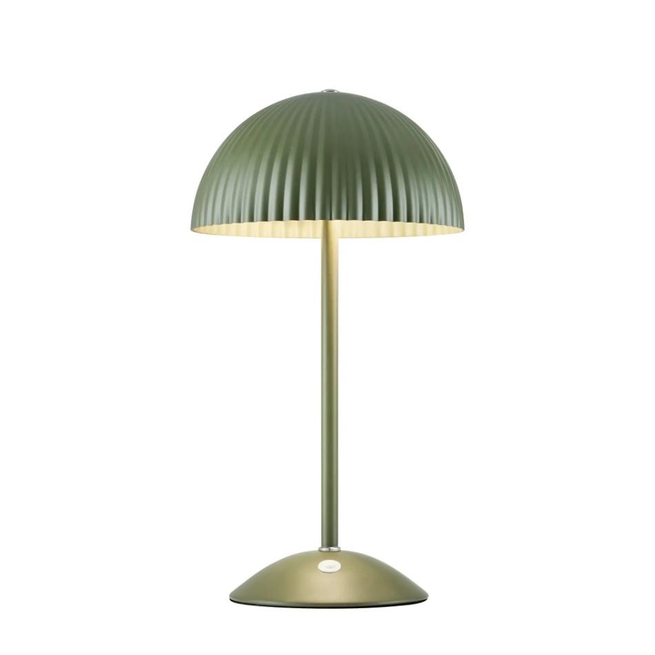 Metalowa lampa stołowa Zin zielona - kopułowy klosz