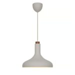 Metalowa lampa wisząca nad blat Fuji beż -pojedyncza - z drewnianym elementem