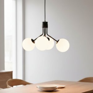 Nowoczesna lampa nad stół Nova 4 czarna - białe kule