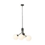 Nowoczesna lampa nad stół Nova 4 czarna - białe szklane klosze w kształcie kuli