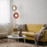 Nowoczesna lampa podłogowa Slate do salonu - dwa punkty światła