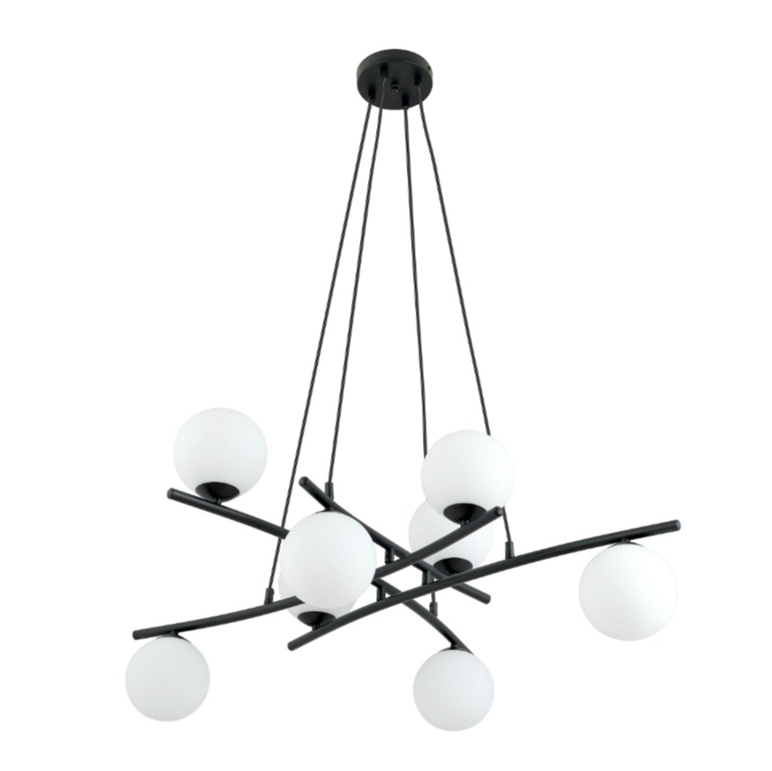 Nowoczesna lampa wisząca Essa 8 nad stół - 8 białych kul