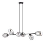 Nowoczesna lampa wisząca Pandora 6 - metalowa i szklane grafitowe klosze