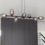 Nowoczesna lampa wisząca Pandora 8 nad stolik kawowy do salonu - czarno-grafitowa