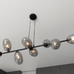 Nowoczesna lampa wisząca Pandora 8 czarno-grafitowa - do szarego