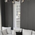 Nowoczesna lampa wisząca Pandora 8 nad stolik kawowy do salonu - czarno-grafitowa