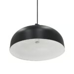 Nowoczesna lampa wisząca Sandro czarna metalowa - kosz z białym wnętrzem