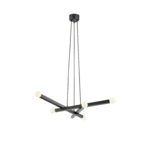 Nowoczesna lampa wisząca Stack czarna - 6 żarówek