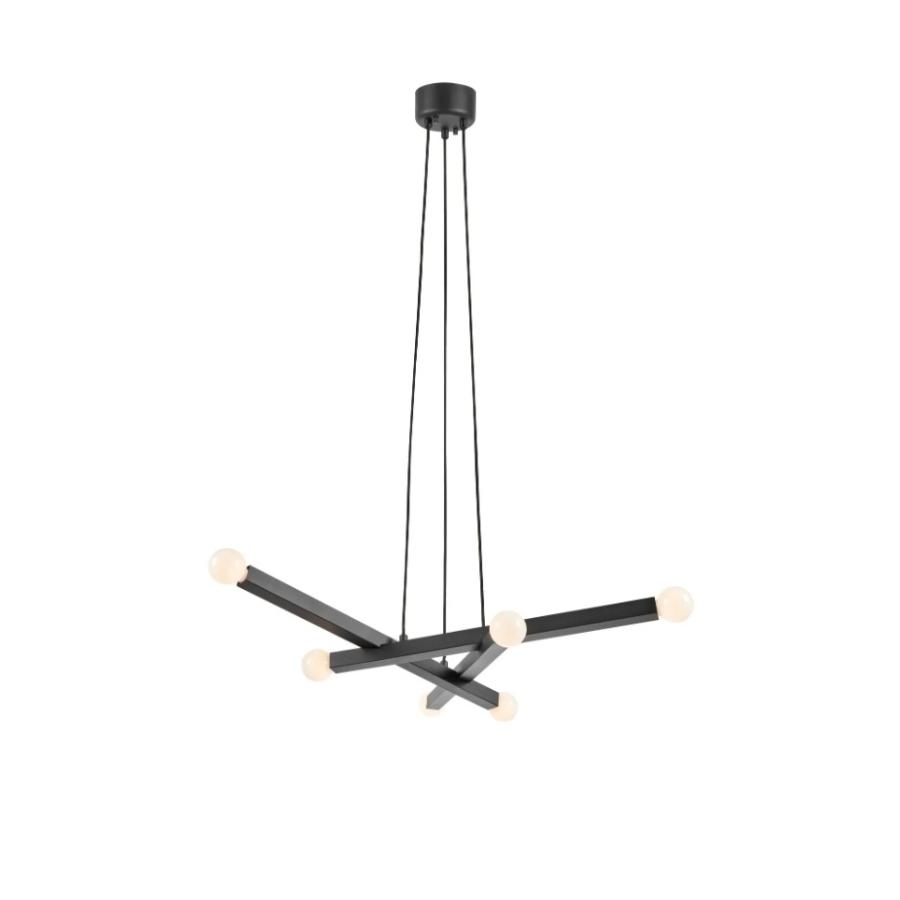 Nowoczesna lampa wisząca Stack czarna - 6 żarówek