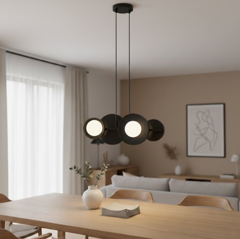 Nowoczesna lampa wisząca nad stół Model 4 czarna - metalowa - Emibig