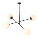 Nowoczesny czarny żyrandol Linear 4 - metalowa konstrukcja szklane klosze