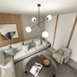 Nowoczesny czarny żyrandol Linear 4 - nad stolik kawowy