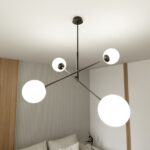 Nowoczesny czarny żyrandol Linear 4 - regulowane ustawienie stelaża