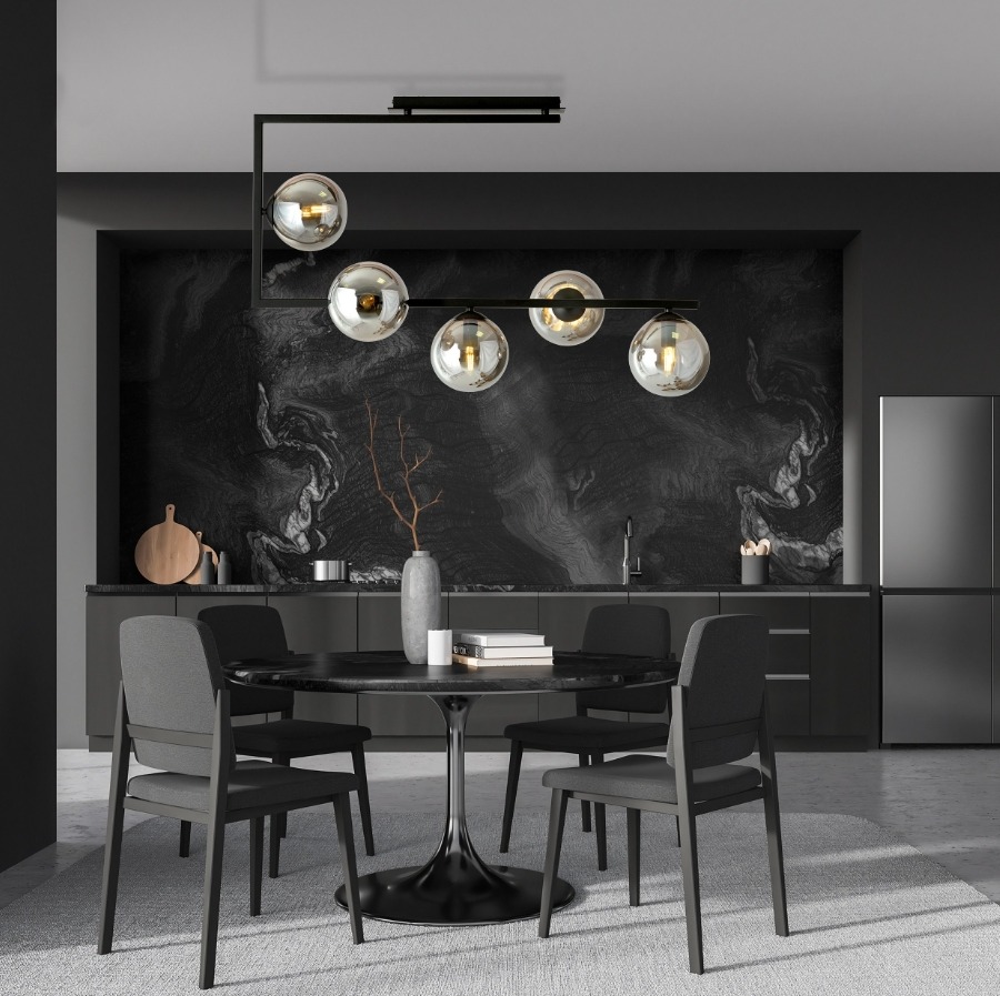 Nowoczesny czarny żyrandol Soma 5 - 5 grafitowych kul