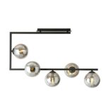 Nowoczesny czarny żyrandol Soma 5 do salonu - 5 grafitowych kul