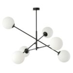 Nowoczesny żyrandol Linear 6 czarny - metalowy szklane klosze