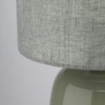 Oliwkowa lampka stołowa Melody - abażur z tkaniny (len)