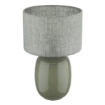 Oliwkowa lampka stołowa Melody do salonu - dekoracyjna