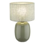 Oliwkowa lampka stołowa Melody - tkaninowy abażur