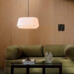 Papierowy abażur lampy wiszącej Belloy 50 nad stolik do salonu - Nordlux