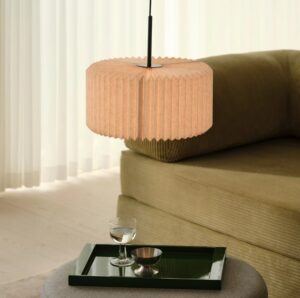 Piękna lampa wisząca Vivienne 40 - materiałowy plisowany abażur boho