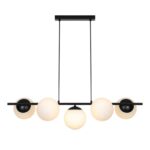 Podłużna lampa wisząca Lilly 5 - białe kule