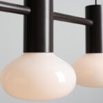 Potrójna brązowa lampa wisząca nad blat Flo 3 Mokka 19 - szklane owalne klosze