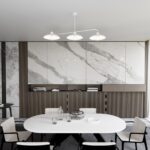 Potrójna lampa sufitowa Foster 3 metalowy do jadalni - klosze talerzowe