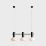 Potrójna zielona lampa wisząca Flo 3 Moss nad wyspę - owalne szklane klosze