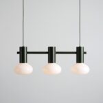 Potrójna zielona lampa wisząca Flo 3 Moss - owalne klosze