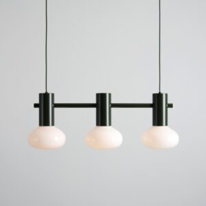 Potrójna zielona lampa wisząca Flo 3 Moss - owalne klosze