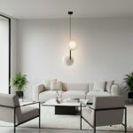 Szara lampa wisząca Vanila na stolik w salonie z dwoma kloszami - Emibig