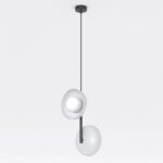 Szara lampa wisząca Vanila z dwoma kloszami - dwa klosze o różnych wielkościach