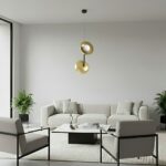 Złota lampa nad stół Vanila metalowa nad stolik do salonu - dwa eleganckie klosze