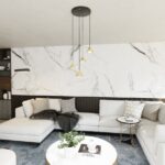 Złota lampa wisząca Elit 4 Premium do eleganckiego salonu - cztery metalowe stożki