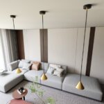 Złoty zwis Elit do salonu - stożkowy metalowy klosz